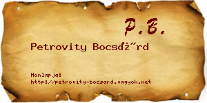 Petrovity Bocsárd névjegykártya